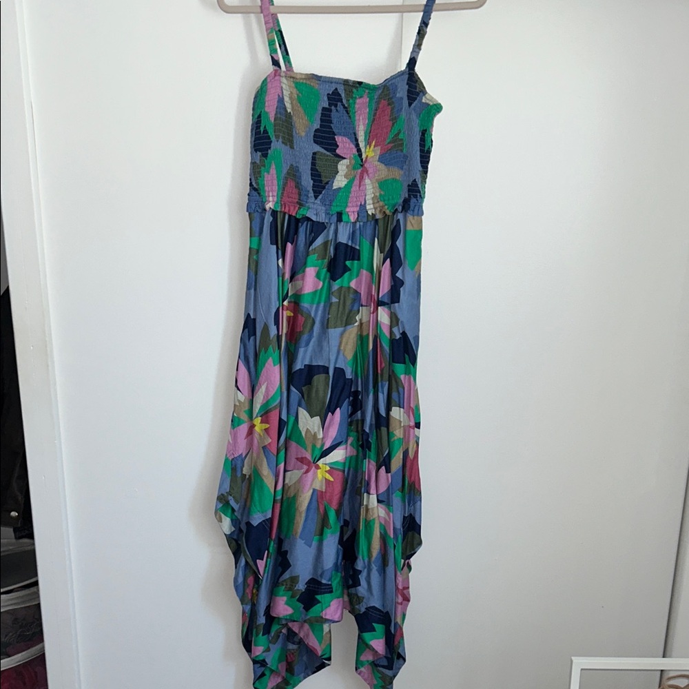 GAP Multicolor Floral Smocked Top in Blue, Green & Pink